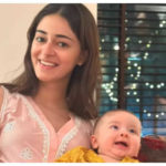 Ananya poses with Alanna's baby River on Diwali